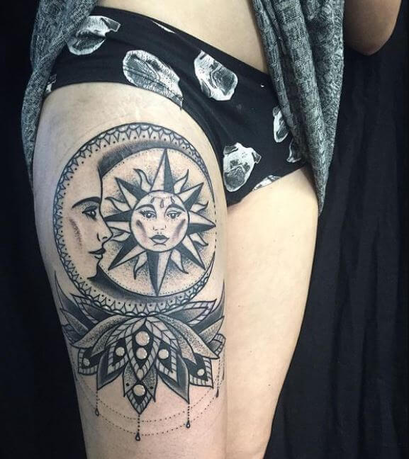 Sun Moon Lotus Tattoo