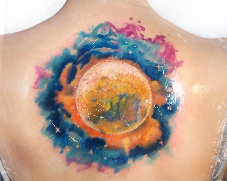Sun Watercolor Tattoo