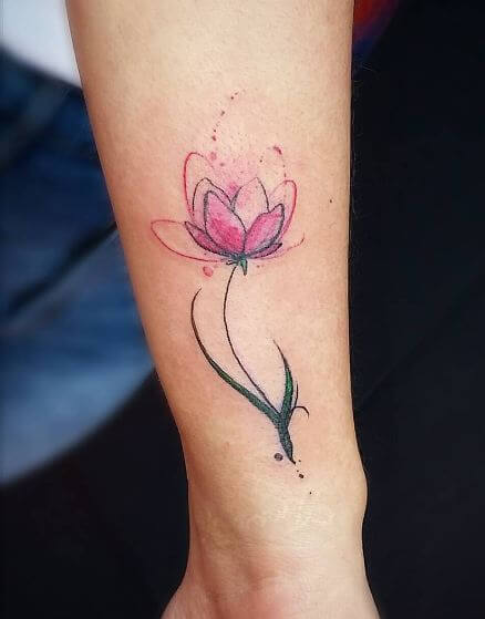 Tiny Watercolor Flower Tattoos