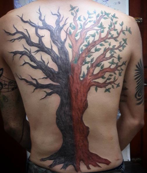 tree back tattoos for girls