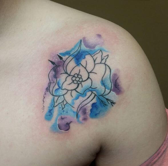 Tribal Watercolor Lily Tattoos