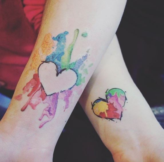 Watercolor Couple Tattoos