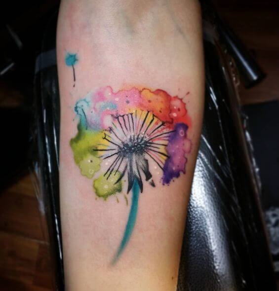 Watercolor Dandelion Flower Tattoos