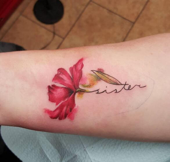 Watercolor Flower Tattoos For Sister