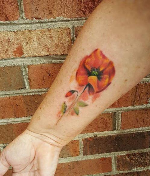 Watercolor Flower Tattoos On Forearm