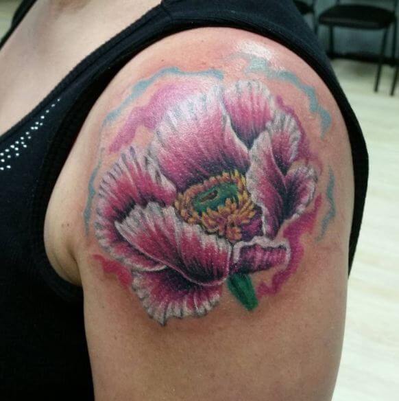 Watercolor Flower Tattoos On Half Sleeve