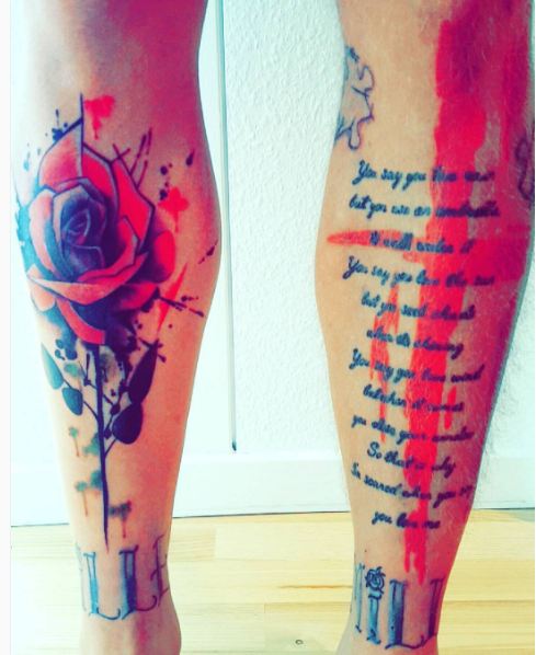 Watercolor Full Body Tattoos On Leg