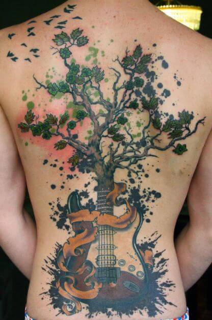 Watercolor Guitar Tattoo
