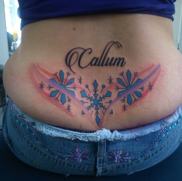 Watercolor Lower Back Tattoos