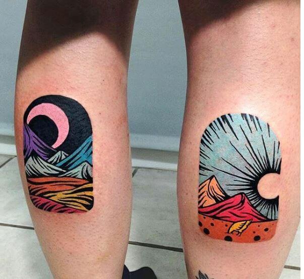 Watercolor Moon Tattoo