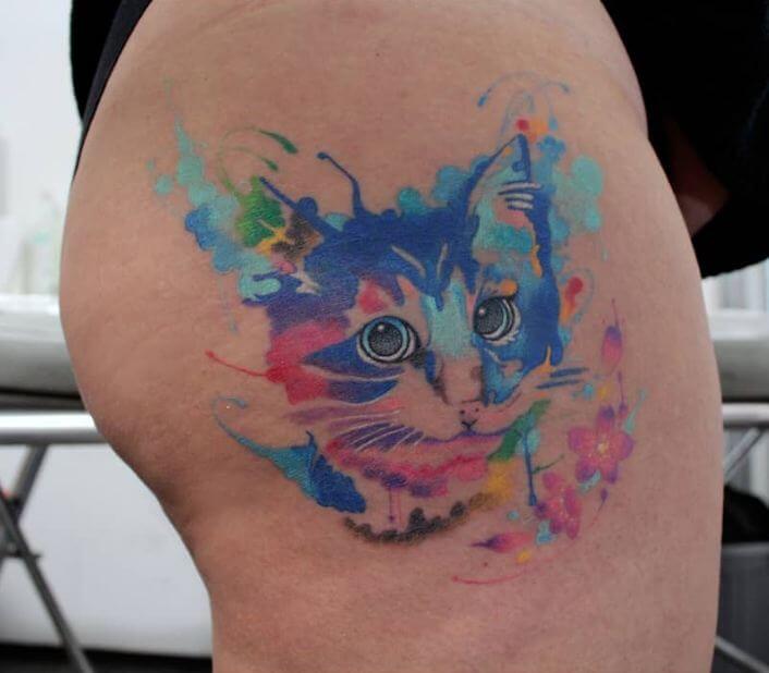 Watercolor Tattoo Cat