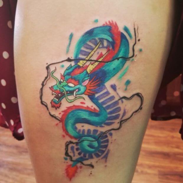 Watercolor Tattoo Dragon