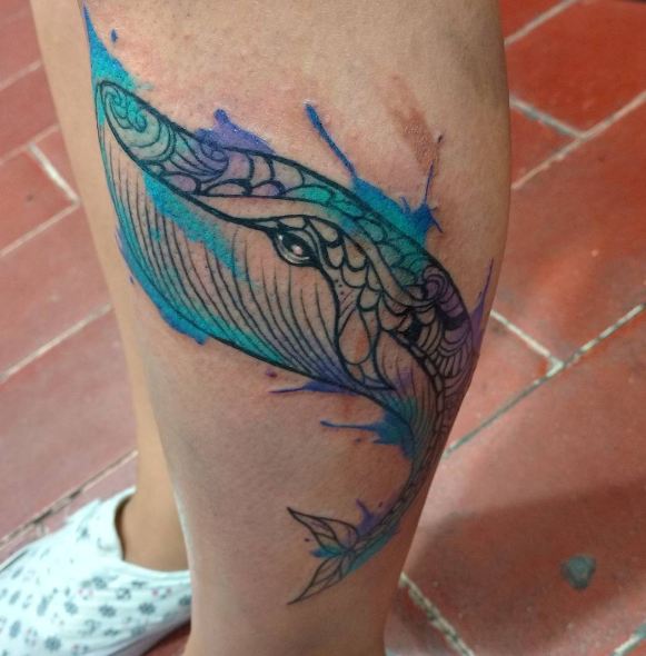 Whale Tattoos On Leg