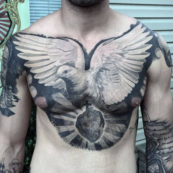 Awesome Dove Tattoos On Chest