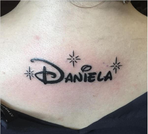 Back Neck Name Tattoo Design For Women