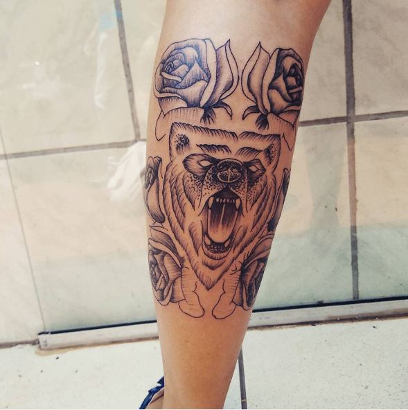Bear Tattoos Design On Calf
