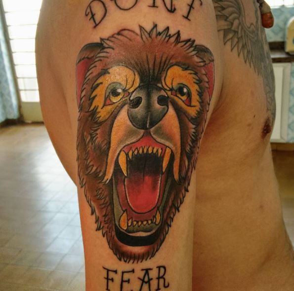 Bear Tattoos On Biceps