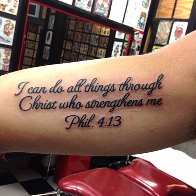 Bible Quote Tattoo Design On Bicep