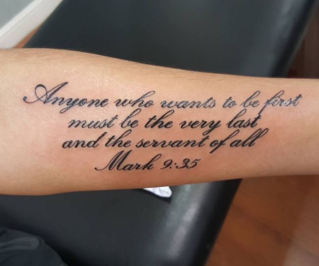 Bible Tattoo Design On Forearm