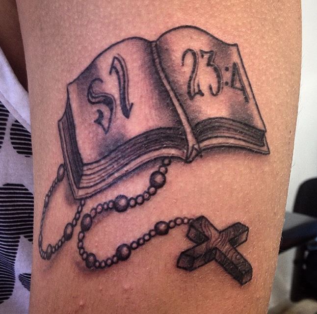 Bible And Cross Tattoo Design