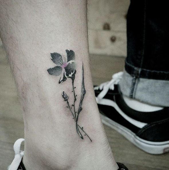 Black Color Flower Tattoos Design And Ideas