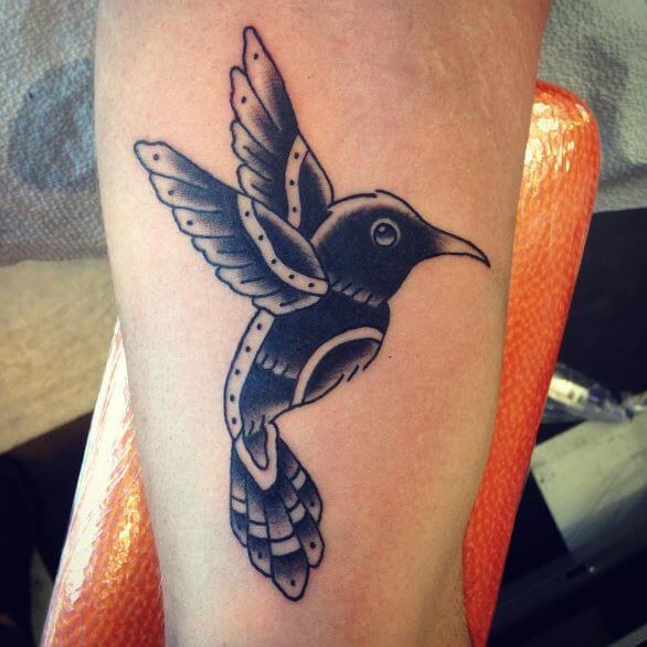 Black Color Hummingbird Tattoos Design And Ideas