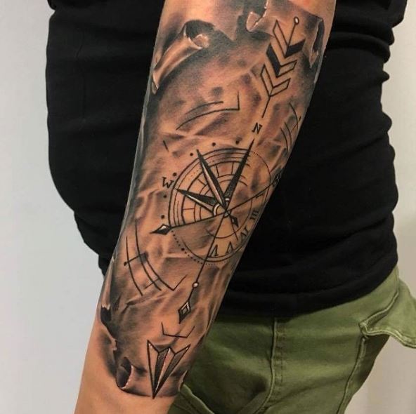 50+ Simple Nautical Tattoos for Guys (2023) - Star Compass Small Designs