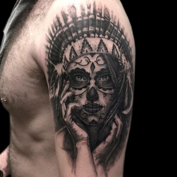 Day Of The Dead Tattoo On Arm 16