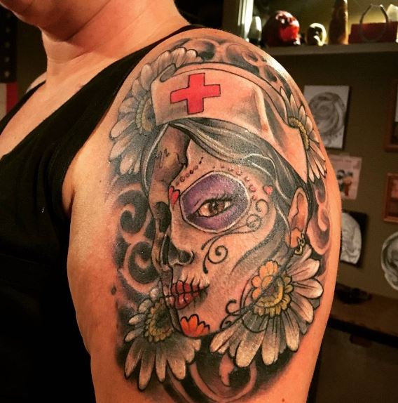 Day Of The Dead Tattoo On Arm 22