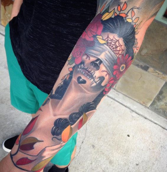 Day Of The Dead Tattoo On Arm 24