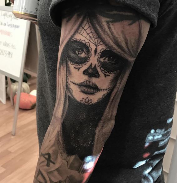 Day Of The Dead Tattoo On Arm 41