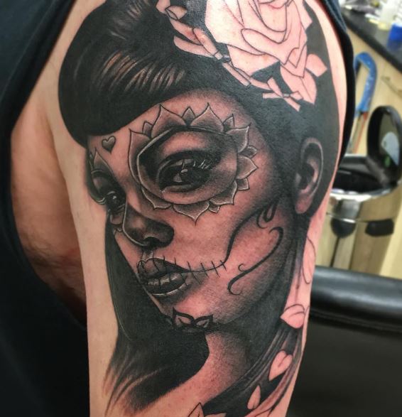 Day Of The Dead Tattoo On Arm 9