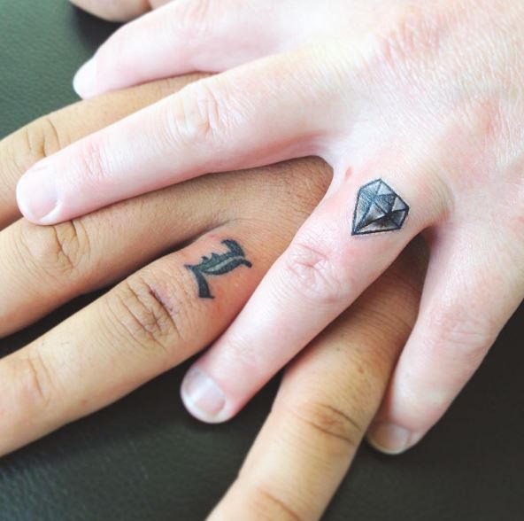 Diamond Wedding Ring Tattoos Design And Ideas