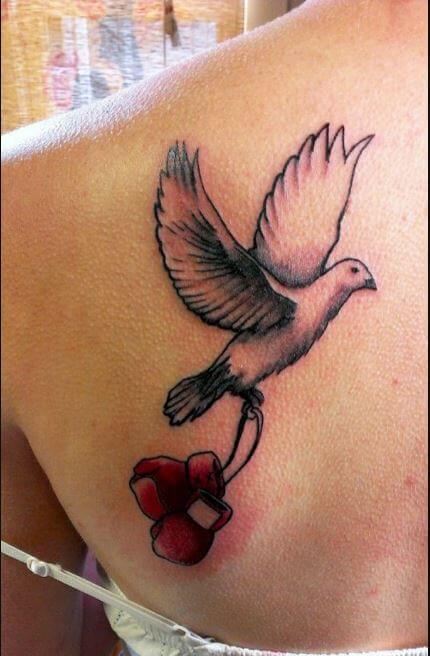 Dove And Boxing Gloves Tattoos