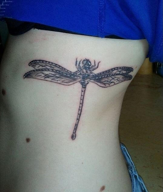 Dragonfly Tattoo On Ribs