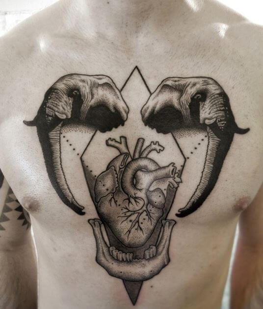 Elephant Tattoos Design On Chest