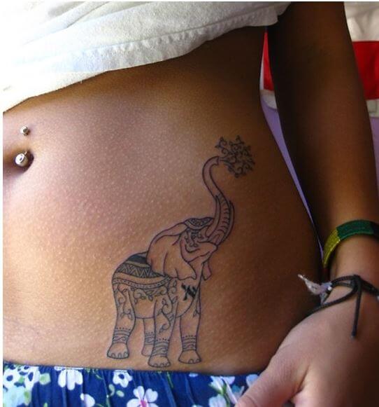 Elephant Tattoos On Stomach