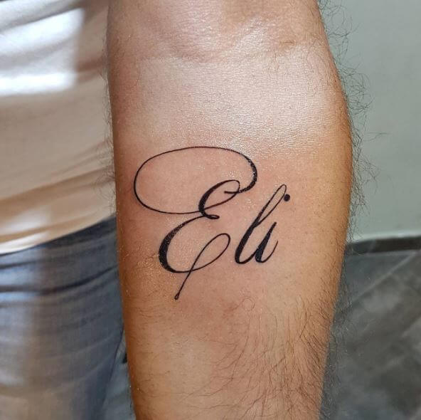 Eli Name Tattoo On Arms