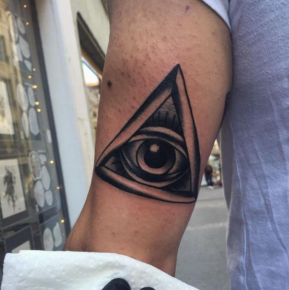 Eye And Triangle Tattoos Design On Hands