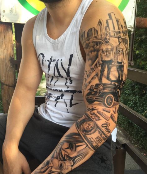Gangster Tattoos Design On Biceps