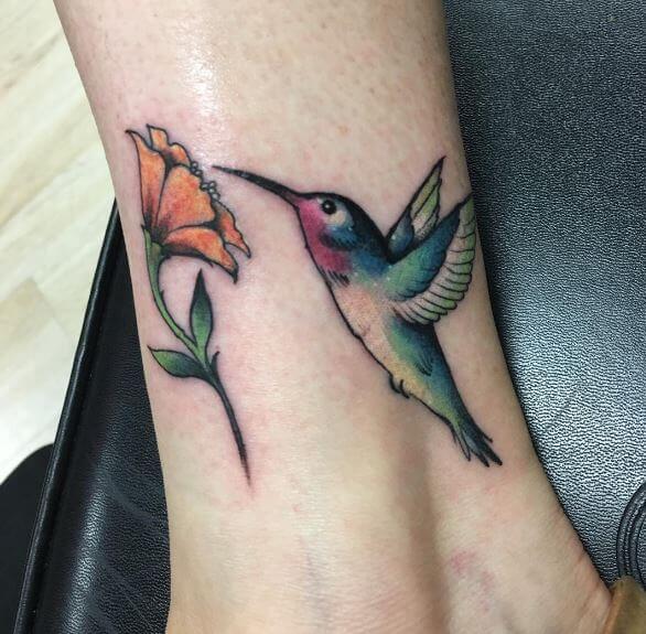 Hummingbird Tattoo On Legs