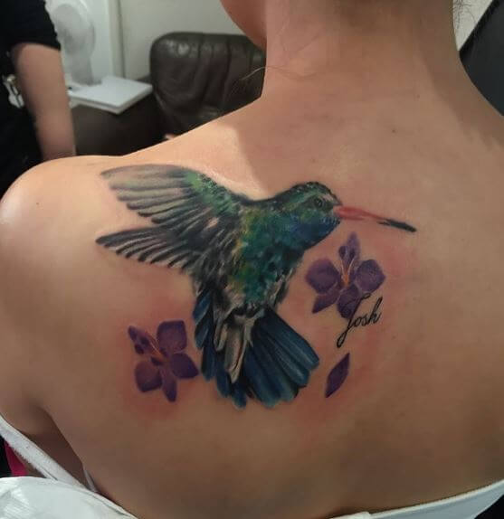 Hummingbird Tattoos Design On Backside
