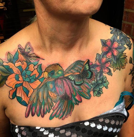 Hummingbird Tattoos Design On Chest
