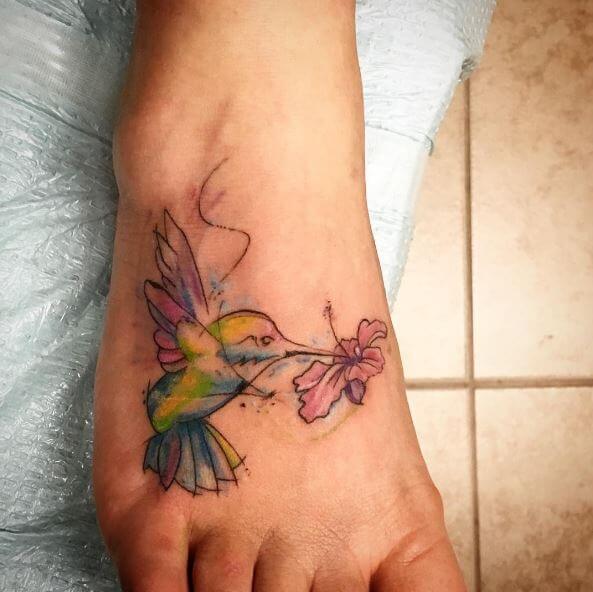 Hummingbird Tattoos Design On Foot