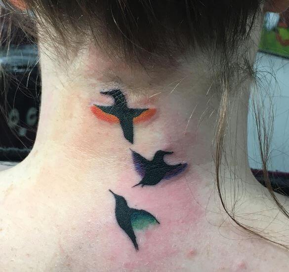 Hummingbird Tattoos Design On Neck