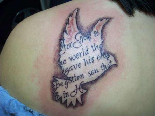 Letter Dove Tattoos Design On Upper Shoulder