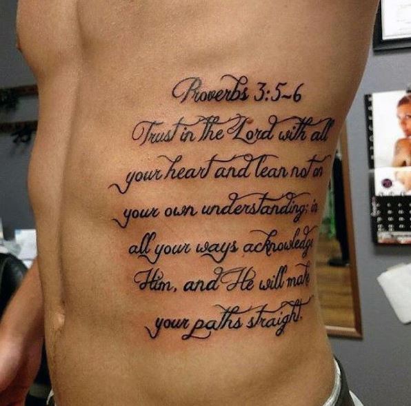 Mens Bible Verse Tattoos On Ribs Proverbs 3 5 6 Trust In The Lord