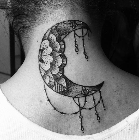 Moon Tattoo On Arm Neck