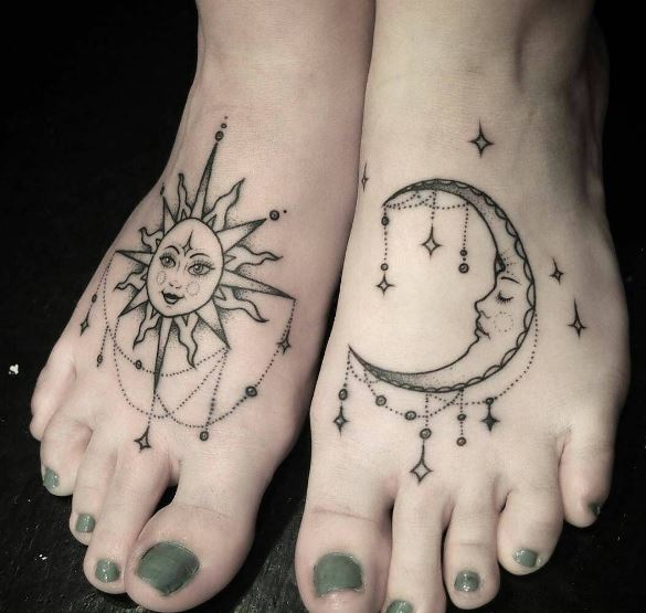 Moon Tattoo On Feet