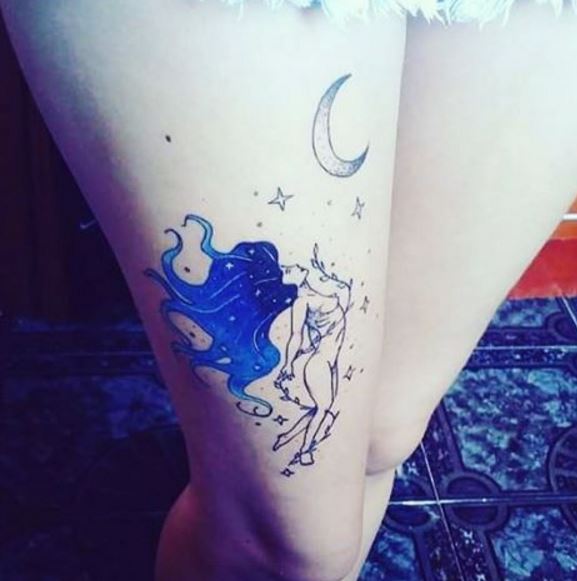 Moon Tattoo On Leg 2